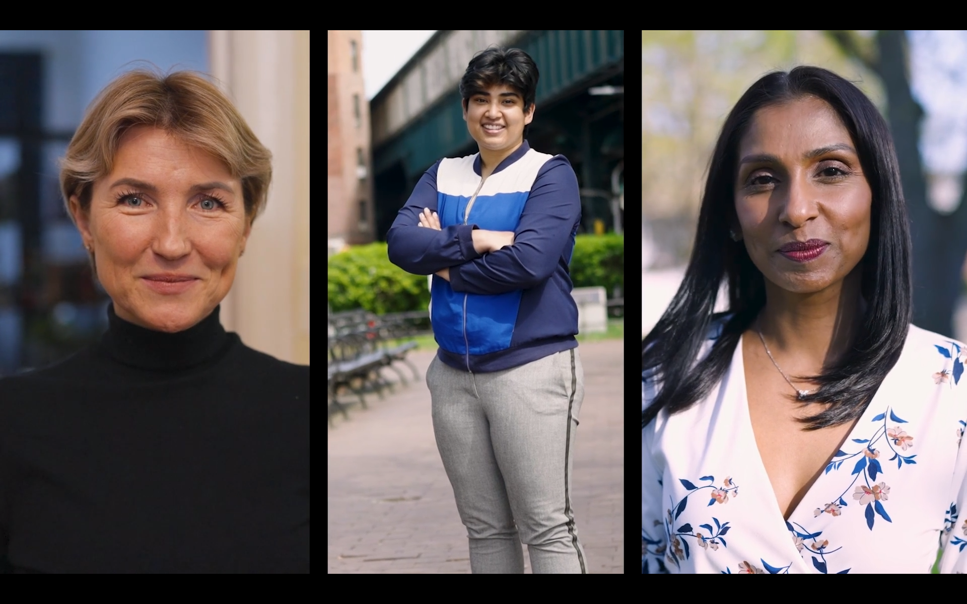 Three job seekers pose for the "Ready 4 Work" series on Cheddar News, which features Upwardly Global.