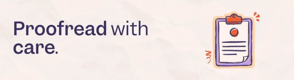 Heading image that says "Proofread with care"